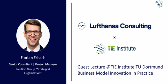 Werbung für Gastvortrag von Florian Erbach (Lufthansa Consulting)